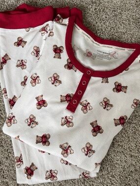 Lucky Brand teddy bear thermal Pajama Set